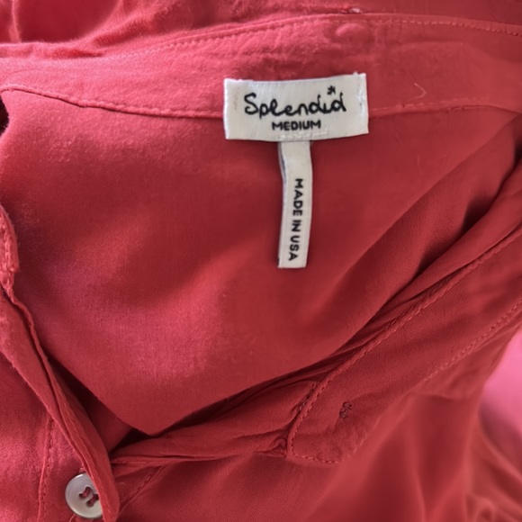 Splendid | Coral Button Down Blouse | Medium - Picture 3 of 4